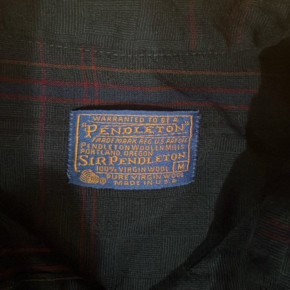 PENDLETON Forest green plaid virgin wool button down shirt - Picture 2 of 6